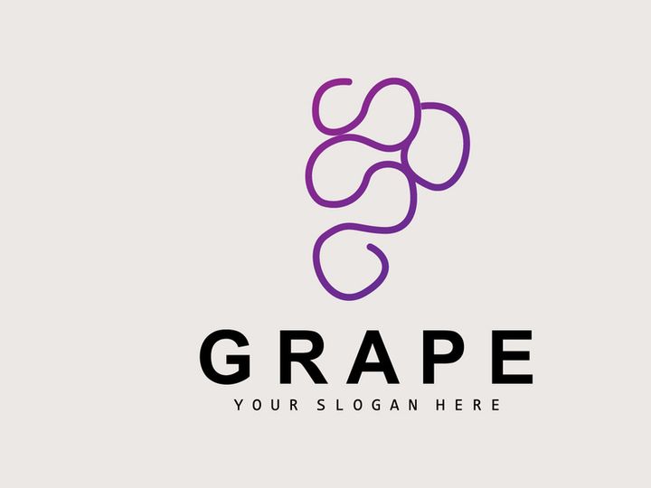 Grape Fruit Logo, Circle Style Fruit Design, Grape Farm Vector, Wine Drink, Nature Icon, Illustration Template