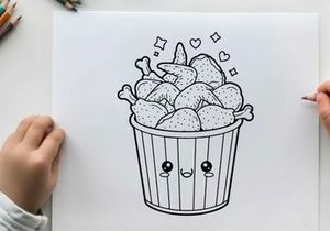 Cute popcorn bucket with faces and hearts vector illustration