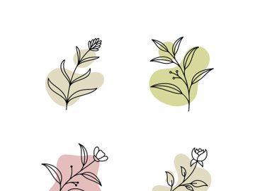 Vector botanical logo template in elegant hand draw and minimal style. Isolated object  flower.For badges  logotypes and branding preview picture