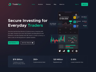 TradeEgo - Crypto Trading Landing Page Figma Template