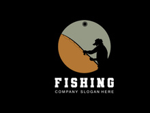 Fishing Logo Design, Fish Hunting Vector Illustration