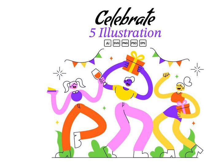 5 Celebrate Vector Illustration
