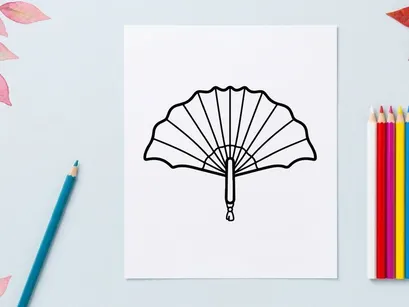 Hand fan icon. Traditional folding accessory for cooling or fashion design.