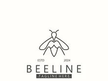 Bee line art animal exclusive logo simple inspiration on black background design