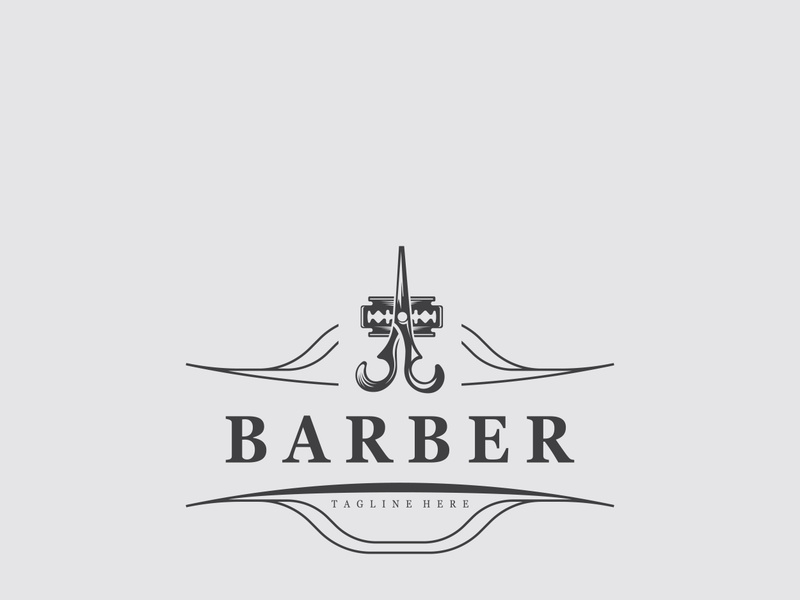 Barber vintage retro element badge or emblem on white background
