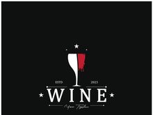 Wine logo with wine glasses and bottles.for night clubs,bars,cafe and wine shops.