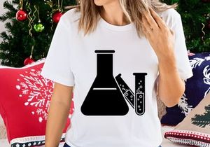 Erlenmeyer Flask and Two Test Tubes with Bubbles, Representing Chemistry, Scientific Research, and Laboratory Experiments. Black and White Vector.