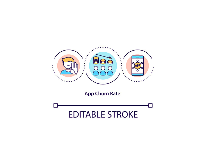 App churn rate concept icon