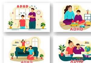 12 ADHD or Attention Deficit Hyperactivity Disorder Illustration