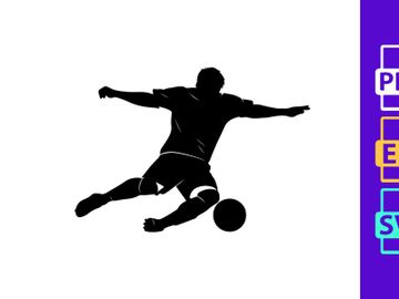 Soccer player kicking a ball in mid air during a match preview picture