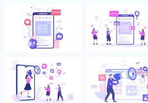 22 Social Media Marketing Flat Illustration