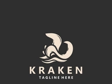 Kraken Octopus logo vintage ocean animal illustration template