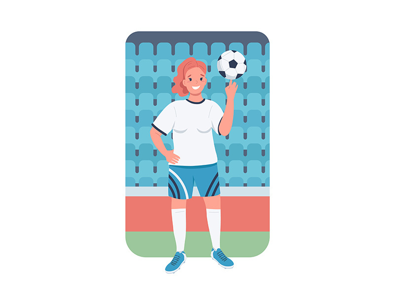 Woman footballer flat color vector detailed character