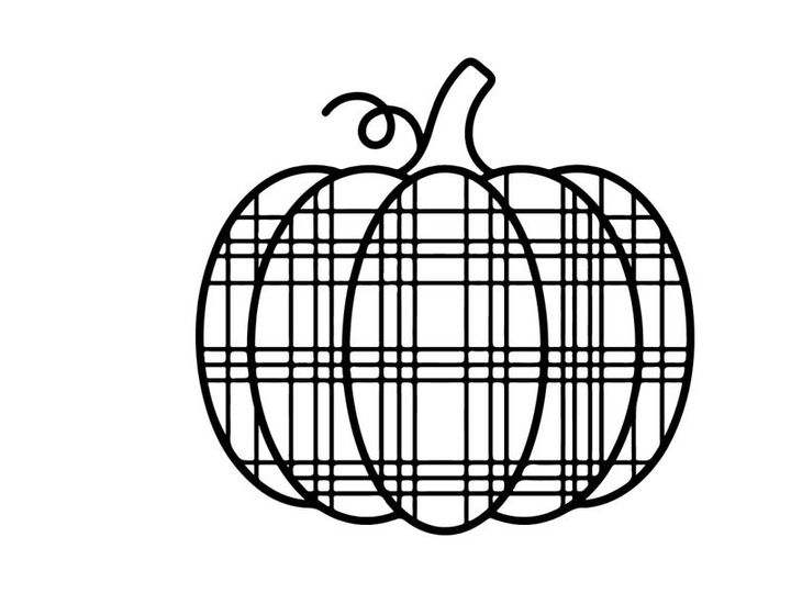 Plaid pumpkin line art icon. Minimalist autumn harvest symbol for seasonal design.