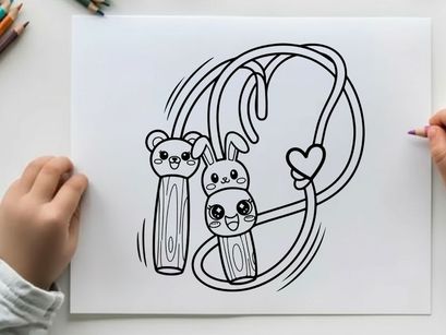 Cute rabbit with carrot and heart vector illustration