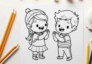 Children laughing and clapping hands vector illustration
