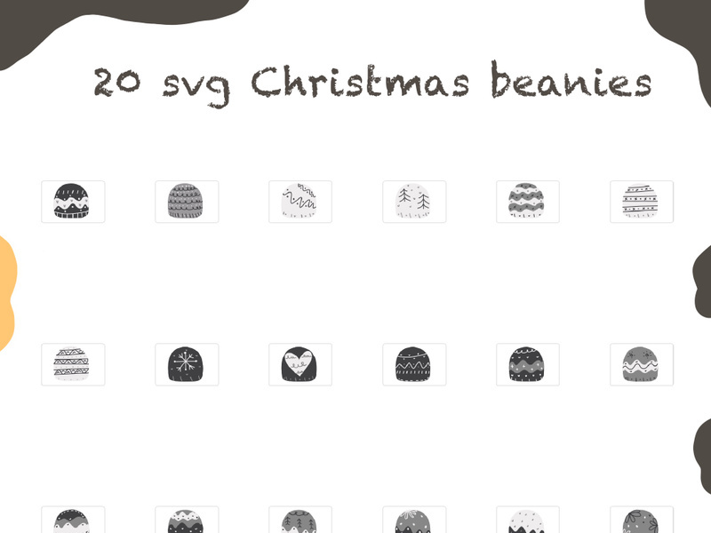 20 svg grey Christmas beanies  illustration images icons