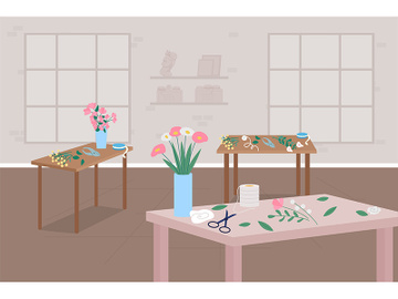 Floristry workshop flat color vector illustration preview picture