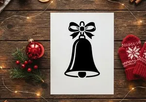Christmas Bell with Bow Icon for Holiday Decorations and Seasonal Design