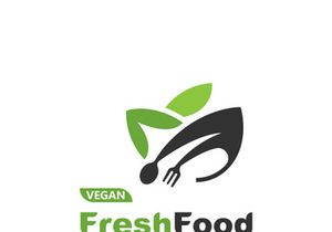 Fresh food logo healthy product badge or label food and drink market, vegan, nature organic premium quality design