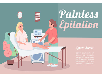 Painless epilation banner flat vector template preview picture
