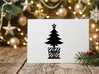 Stylized Christmas Tree with Gift Box for Holiday Celebrations
