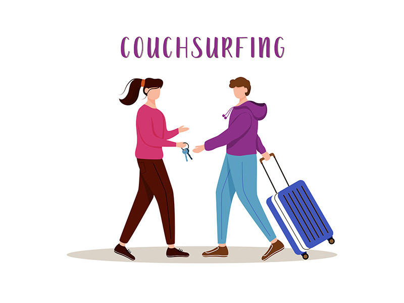 Couchsurfing flat vector illustration