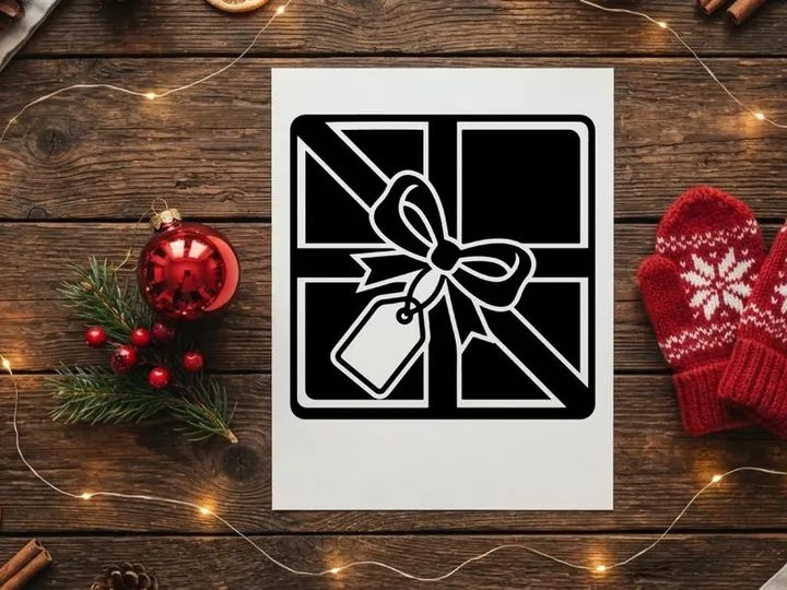 Christmas Gift Box with Ribbon and Tag for Holiday Celebrations
