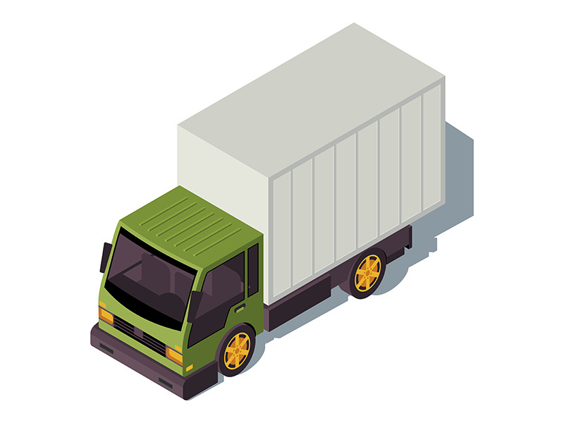 Autotruck isometric color vector illustration