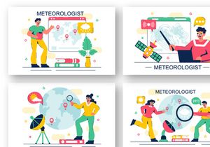 12 Meteorologist Analyzing Illustration
