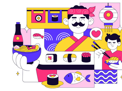 10 Sushi Bar Illustration