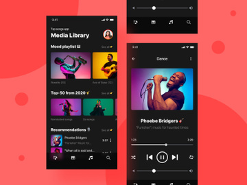 Album song mobile app UI kit. preview picture
