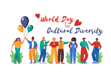 World day for cultural diversity flat poster vector template preview picture