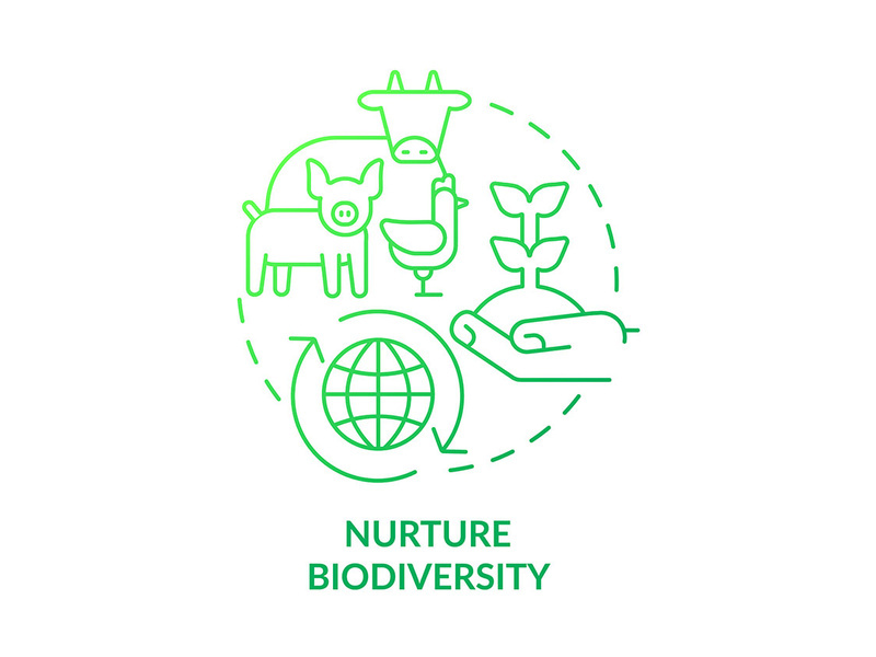 Nurture biodiversity green gradient concept icon