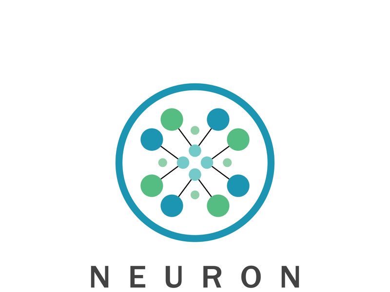Neuron logo or nerve cell logo design,molecule logo illustration template icon with vector concept