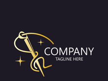 Needle and thread Sewing logo outline combination Line flat design template Simple icons. Concept tailor illustration