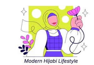 4 Modern Hijabi Lifestyle Illustration