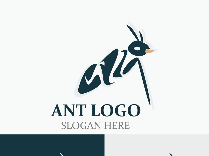 Ant logo design silhouette. Isolated animal ants on background design template vector