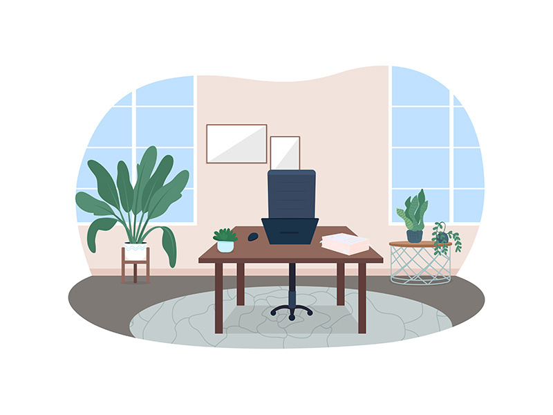 Home office 2D vector web banner, poster