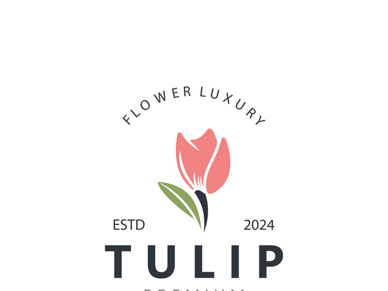 Tulip Flower bud logo with leaves design, suitable for fashion, beauty spa and boutique emblem business