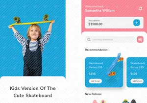 Kids Skateboard Shop Mobile App UI Kit