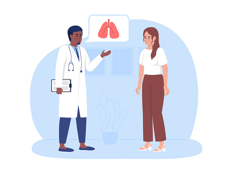 Woman visiting doctor for lungs checkup illustration