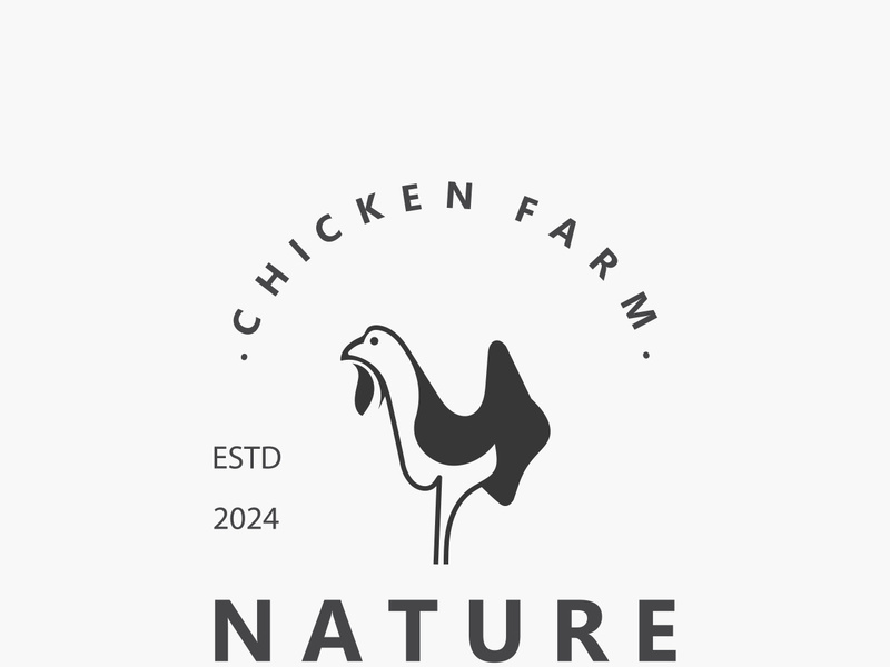 Chicken Farm logo design, animal icon for groceries, butcher shop, farmer market livestock template