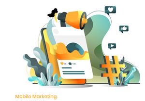Business Online Marketing set flat illustration
