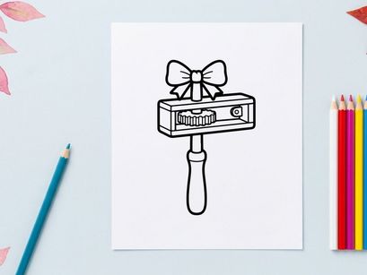 Halloween gift box with bow hanging on door. Spooky present package tied with ribbon for trick-or-treat decoration.