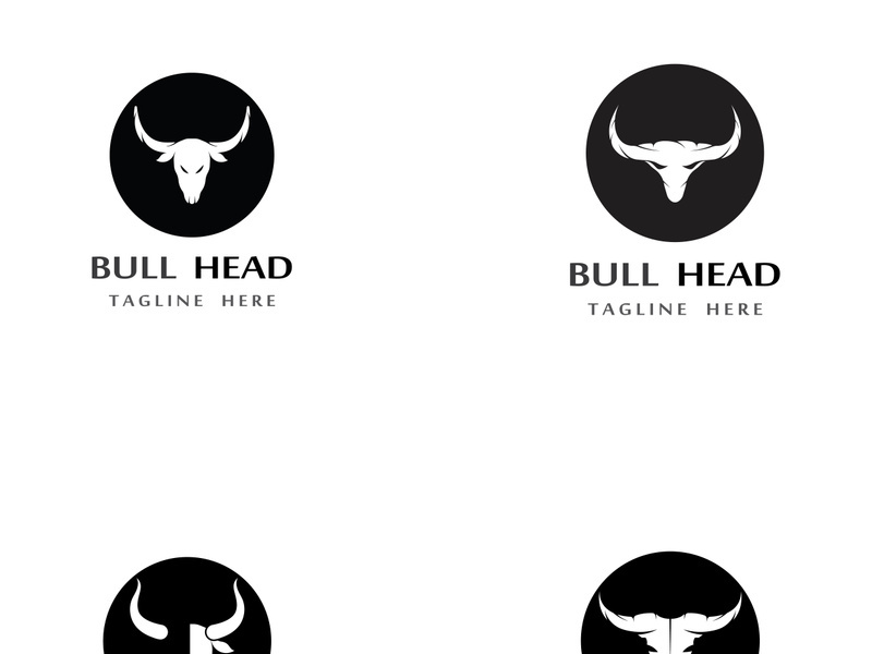 Retro vintage bull head horns logo.