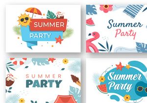 18 Summer Party Cartoon illustration