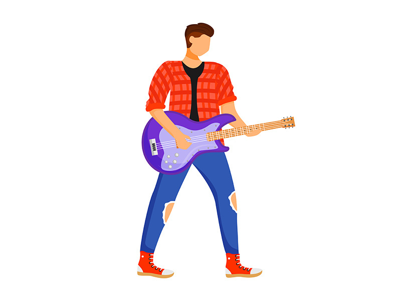 Guitarist flat color vector illustration