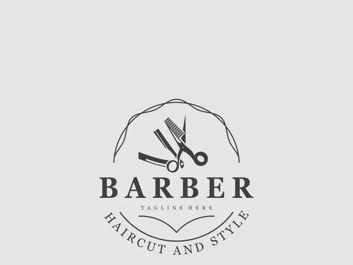Barber vintage retro element badge or emblem on white background