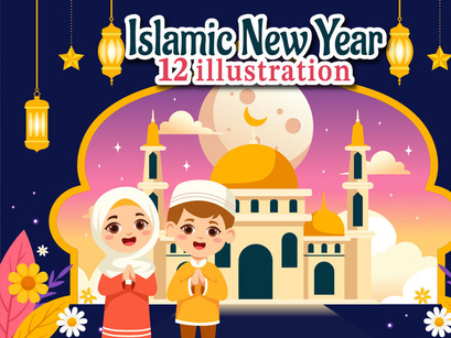 12 Happy Islamic New Year Illustration